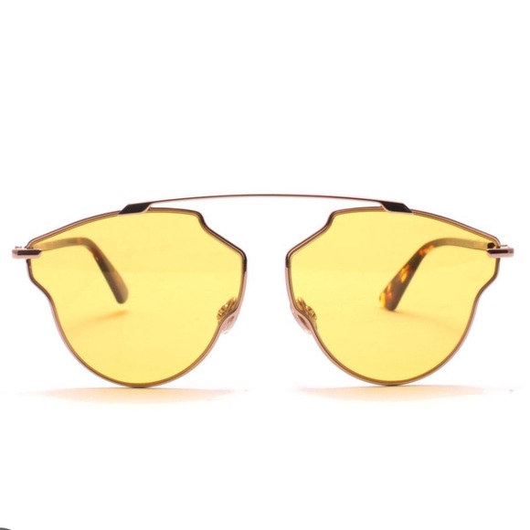 Dior So Real Pop Sunglasses Rose Gold Yellow Lens NWT - Picture 1 of 10